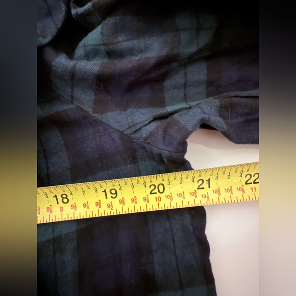 J.Crew Factory Women's Black Watch Tartan Flannel Squareneck Ruffle top NWT - Picture 6 of 7